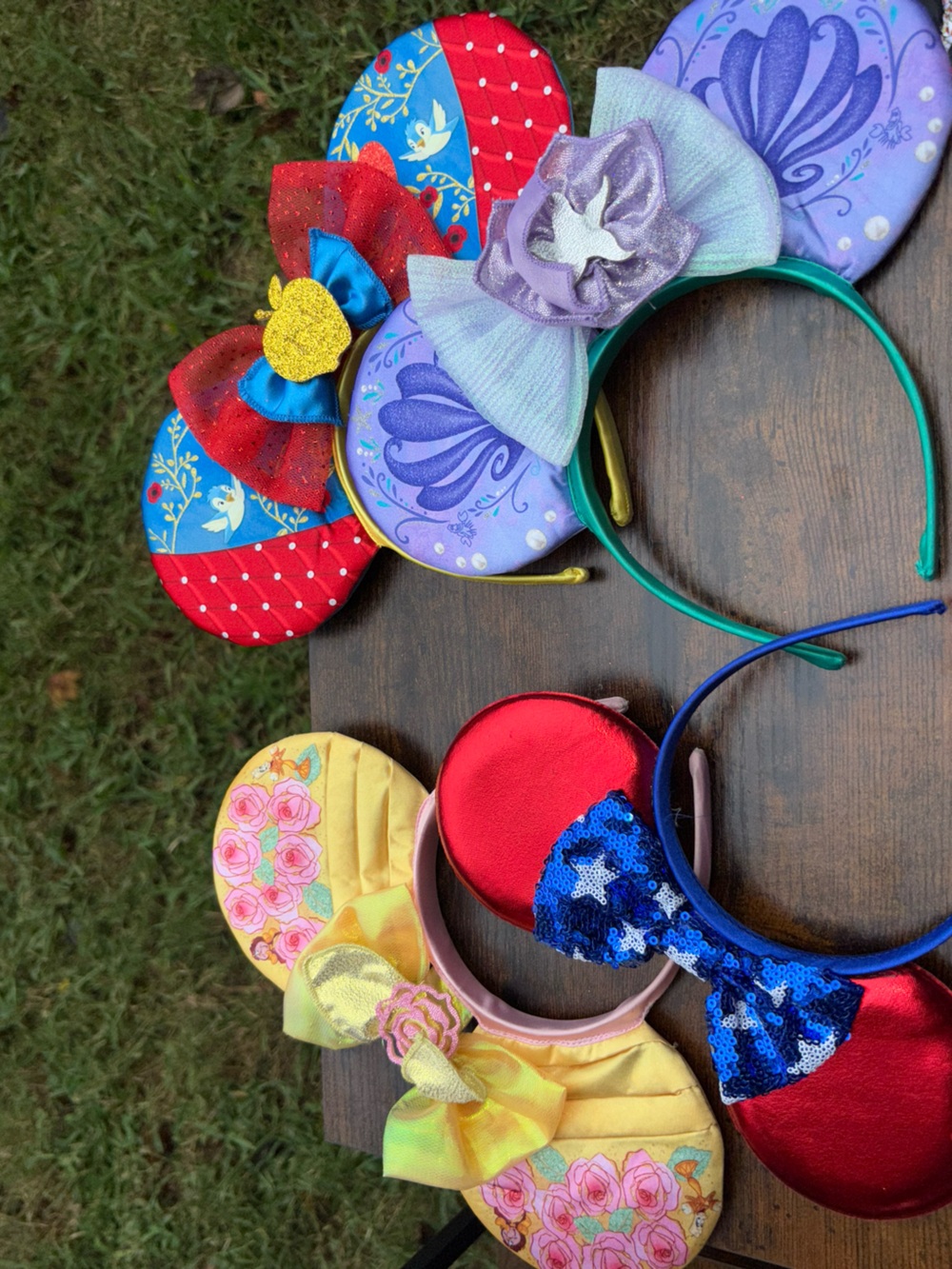 Disney Princess Girls Ear Headband Set - Red, Purple, Blue, Yellow